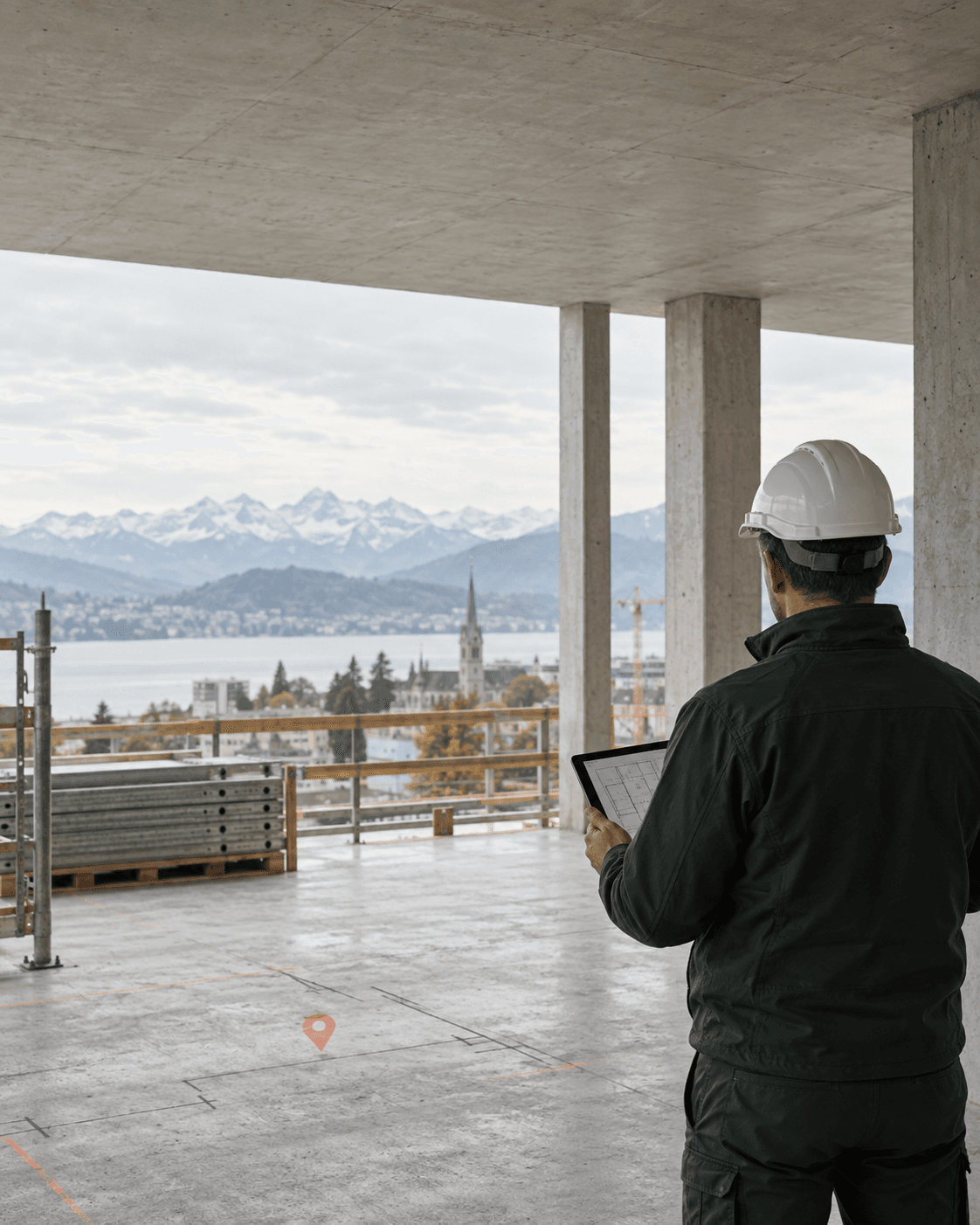 Bauleiter erfasst einen Vorgang direkt auf der Baustelle