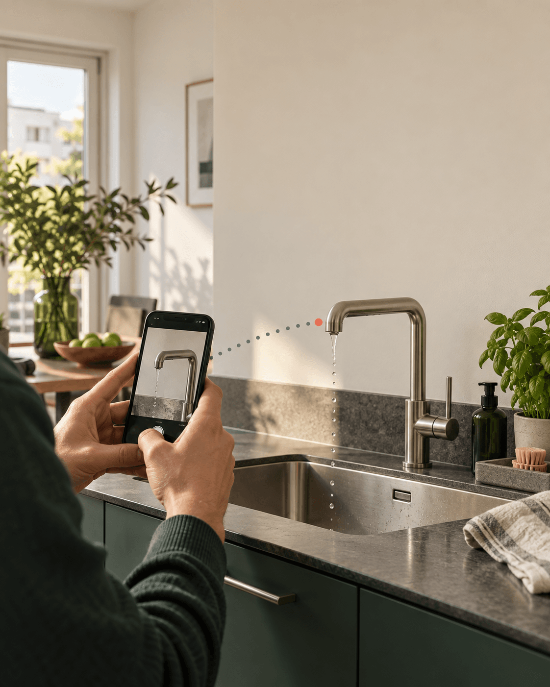 Ein Reparaturfall wird direkt in der Wohnung dokumentiert